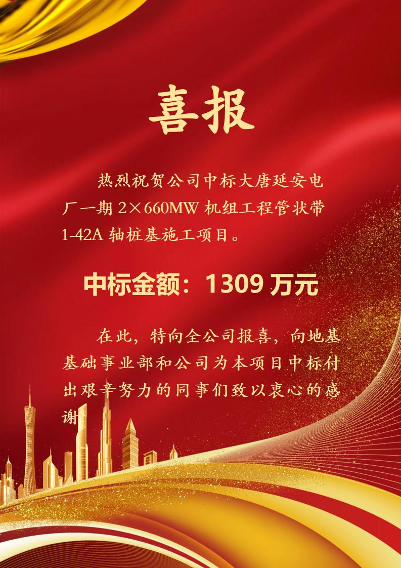 大唐延安电厂一期2x660MW 机组工程管状带 1-42A 轴桩基施工项目